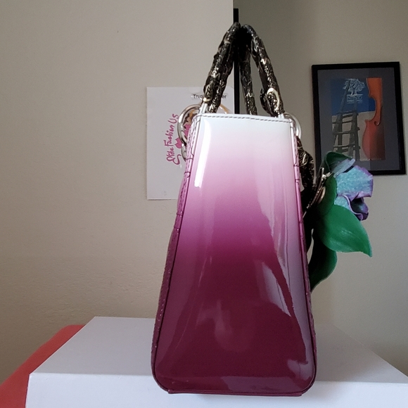 Lady Dior purple white silver hard ware medium bag - Picture 12 of 14